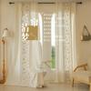 American Style Cotton Linen Fringe Embroidered Floral Semi Blackout Short Curtains for Living Room Bedroom Balcony Kitchen