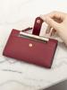 Women's ultra-thin pocket with multiple card slots wallet, minimalist double fold credit card clip, zippered zero wallet