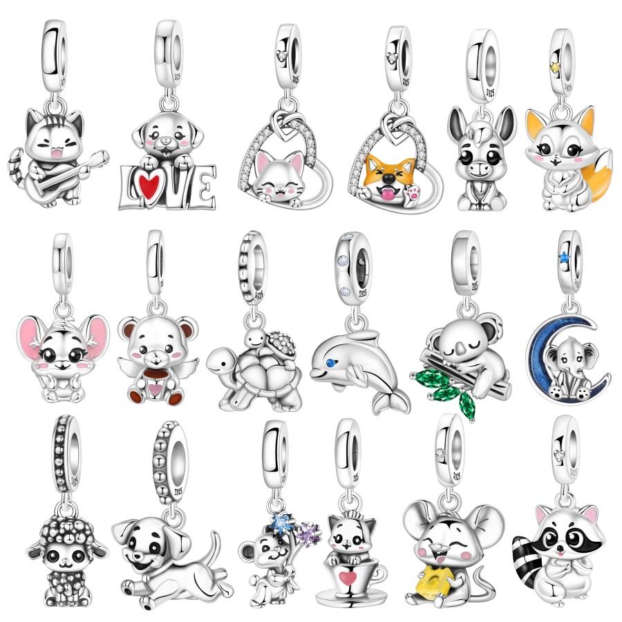 New Copper Charms Bead Animal Series Pet Cat Dog Elephant Pendant Fitbracelets Necklace Women Diy Jewelry Gift
