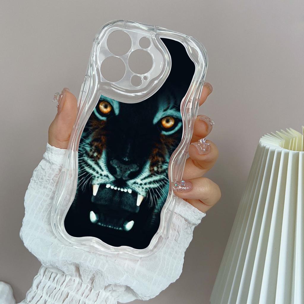 N96 Tiger Eyes Design Soft Wavy Phone Cases for Samsung A54 A34 A13 A14 S23 S24 Ultra Xiaomi Redmi Note 13 12C Realme Infinix Protective Bumper Cover