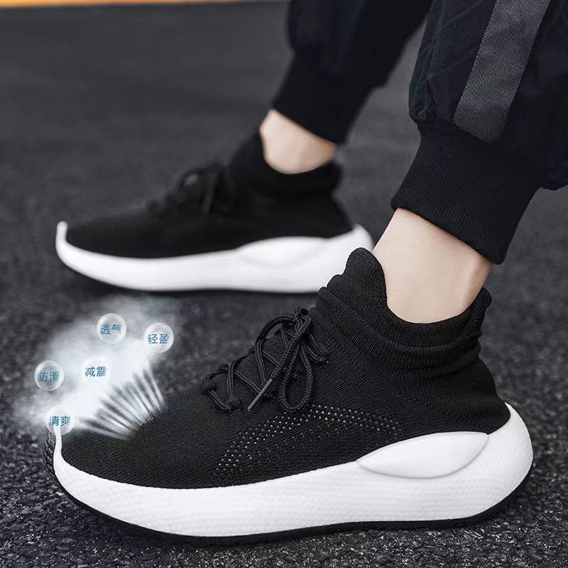 Men's Running Shoes Fashion Sneakers Lightweight Breathable Flying Knitting Lace Up Mesh Athletic Walking Shoes Workout Casual Sports Shoes for Men