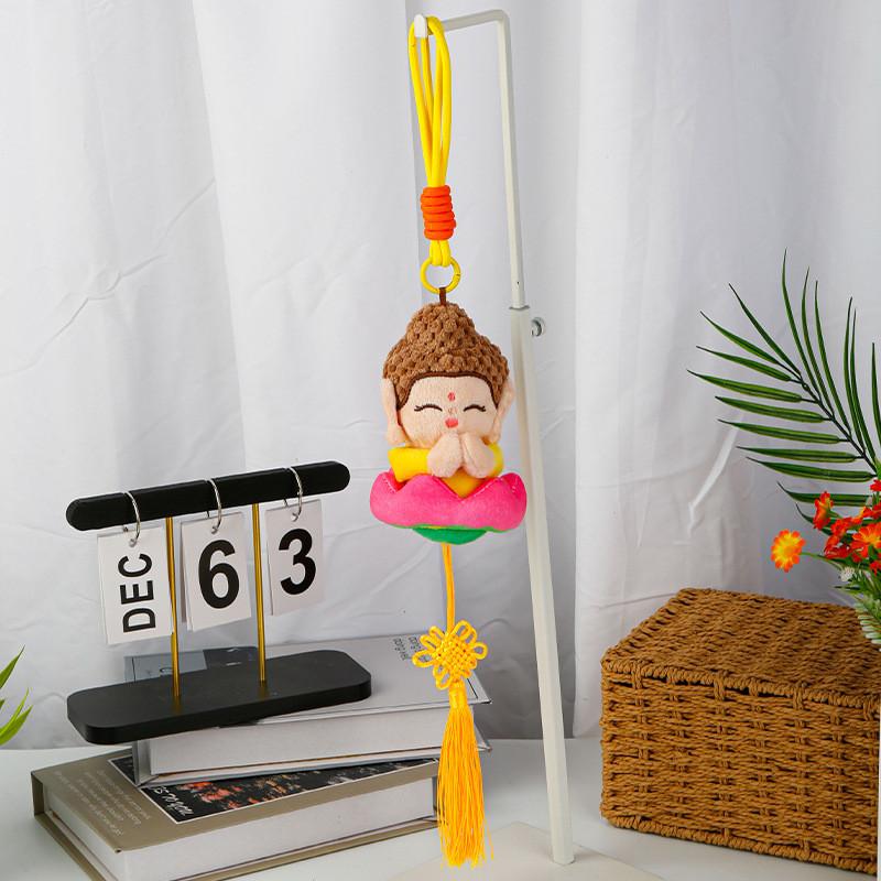 

Маленький Будда Лотос Плюшевая Кукла Подвеска с Брелоком для Рюкзака и Декора Автомобиля Brown Hair