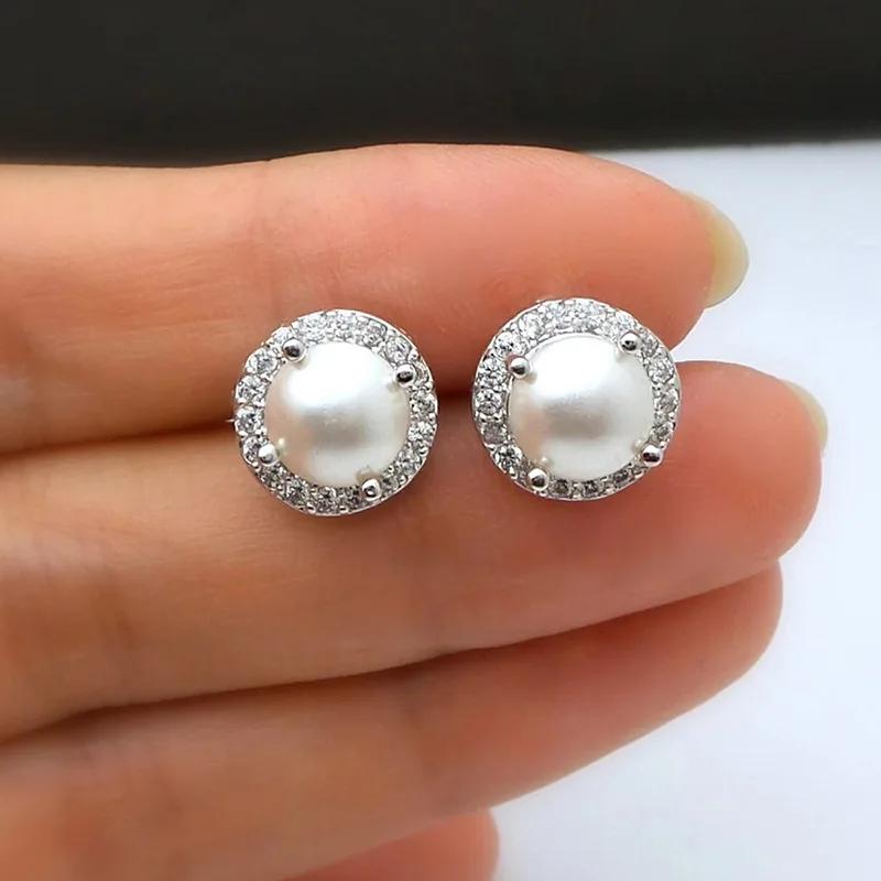 Temperament Imitation Baroque Pearl  Drop Earrings for Women Elegant Shiny Cubic Zirconia Wedding Delicate Jewelry Gifts