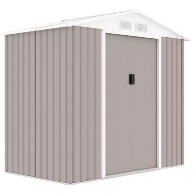 Metal Garden Shed 2.71 M² - 213 X 127 X 195 Cm - PLUTON - Anchoring Kit Included, 2 Sliding Doors - Taupe