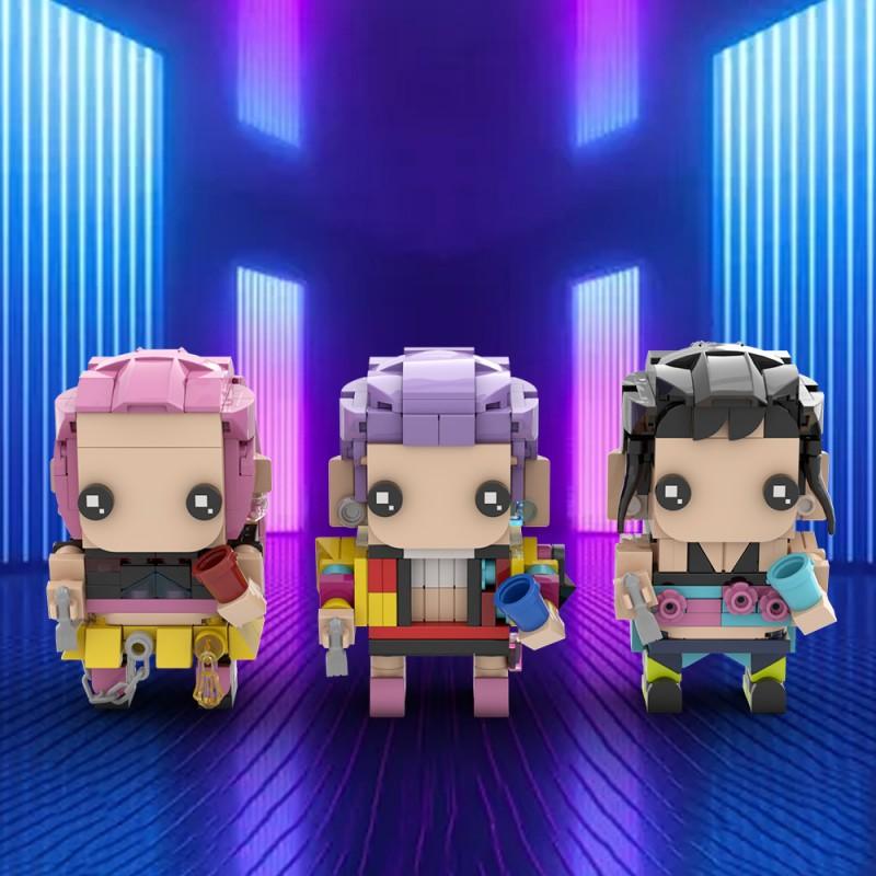 MOC K-Pop Dämonenjäger Bausteine ​​Musik Anime Koreanische K-Pop Girlgroup Dreiäugiger Vogel Tiger Modell Sammelspielzeug für Kinder Geschenk
