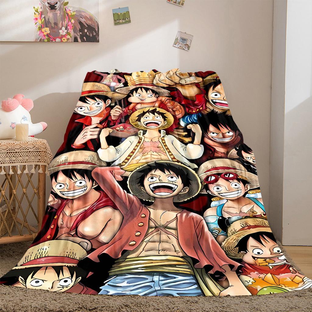 D. Luffy Anime Puzzle Print Blanket Warm Comfortable Flannel Cover For Bedrooms, Sofas, Beds, Chairs LXR161