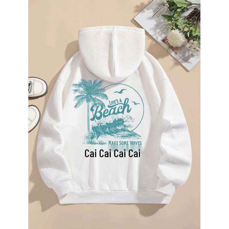 Women's All-Season Palm Tree & Wave Beach Hoodie