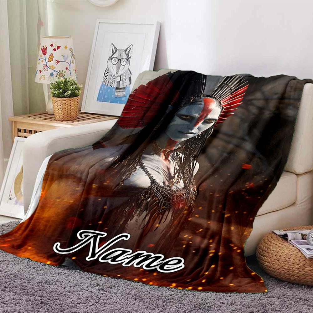 Custom Name Fiery Warrior'S Crown Party Blanket For Couch Bed Plush Cozy Fuzzy Blanket Super Soft Warm Blankets For Fall And Winter 0916281