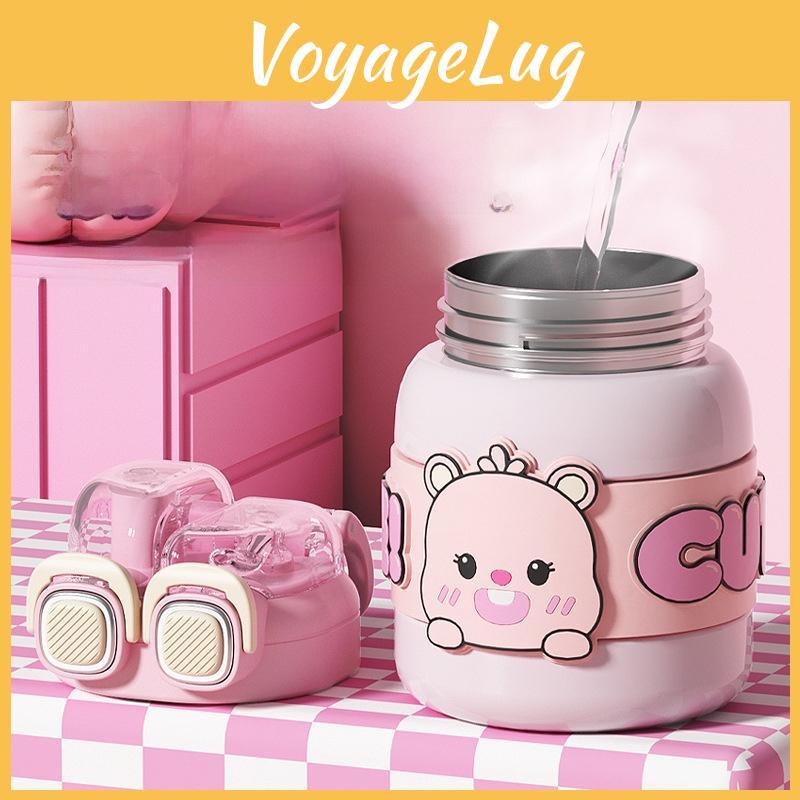 Cute Stainless Steel Thermos With Lockable Lid And Straw For Home And Office Use