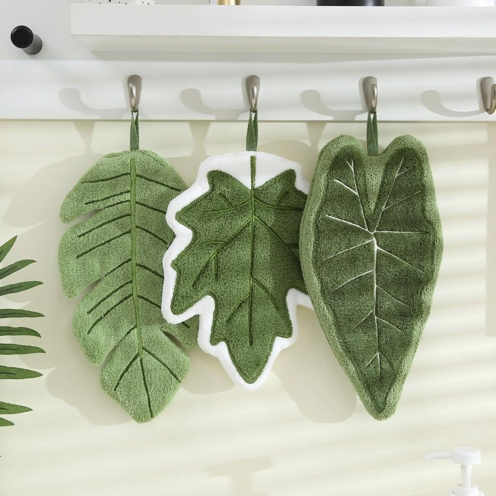 Cartoon Leaf Hand Towel Absorb Water Bathroom Kerchief New Hand Wipe Kitchen