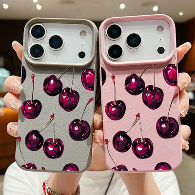 Fruit Cherry Patterned Phone Case For iPhone 17 Pro Max 16 15 14 Pro Max 13 Pro Max 11 Shockproof Soft TPU Leather Texture Cover