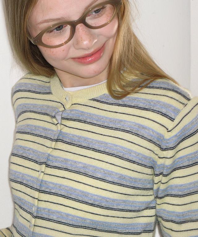 RONRON Soft Days Knit Cardigan Yellow Stripe