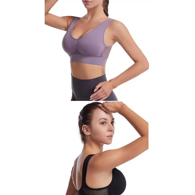 Women Plus Size Breathable Mesh Hollow Out Sports Bra For Yoga Running