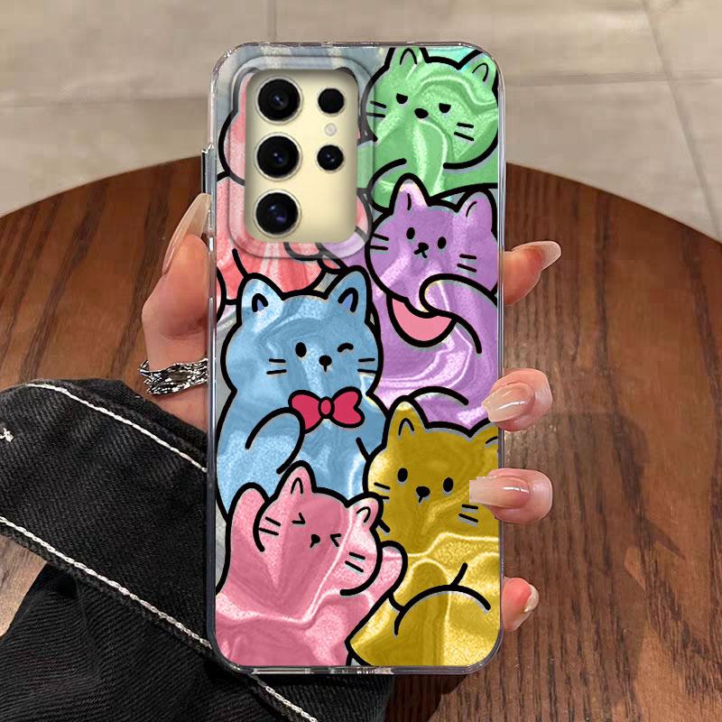 Case For Samsung Galaxy  A56 S24 S25 Plus Ultra A15 A25 A55 A35 A16 A26 A36 Phone Cover Gradient Color Cat Leopard Print Bumper