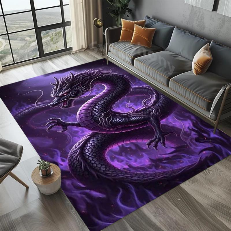 Dragon Collection Area Rug Non Slip Wear Resistant Soft Washable Entryway Floor Mat for Living Room Bedroom Fantasy Decor