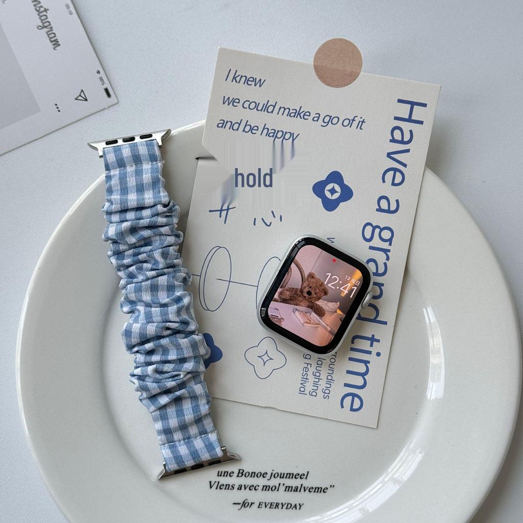 Color Block Plaid Scrunchie Watch Band for Apple Watch Series 5-10