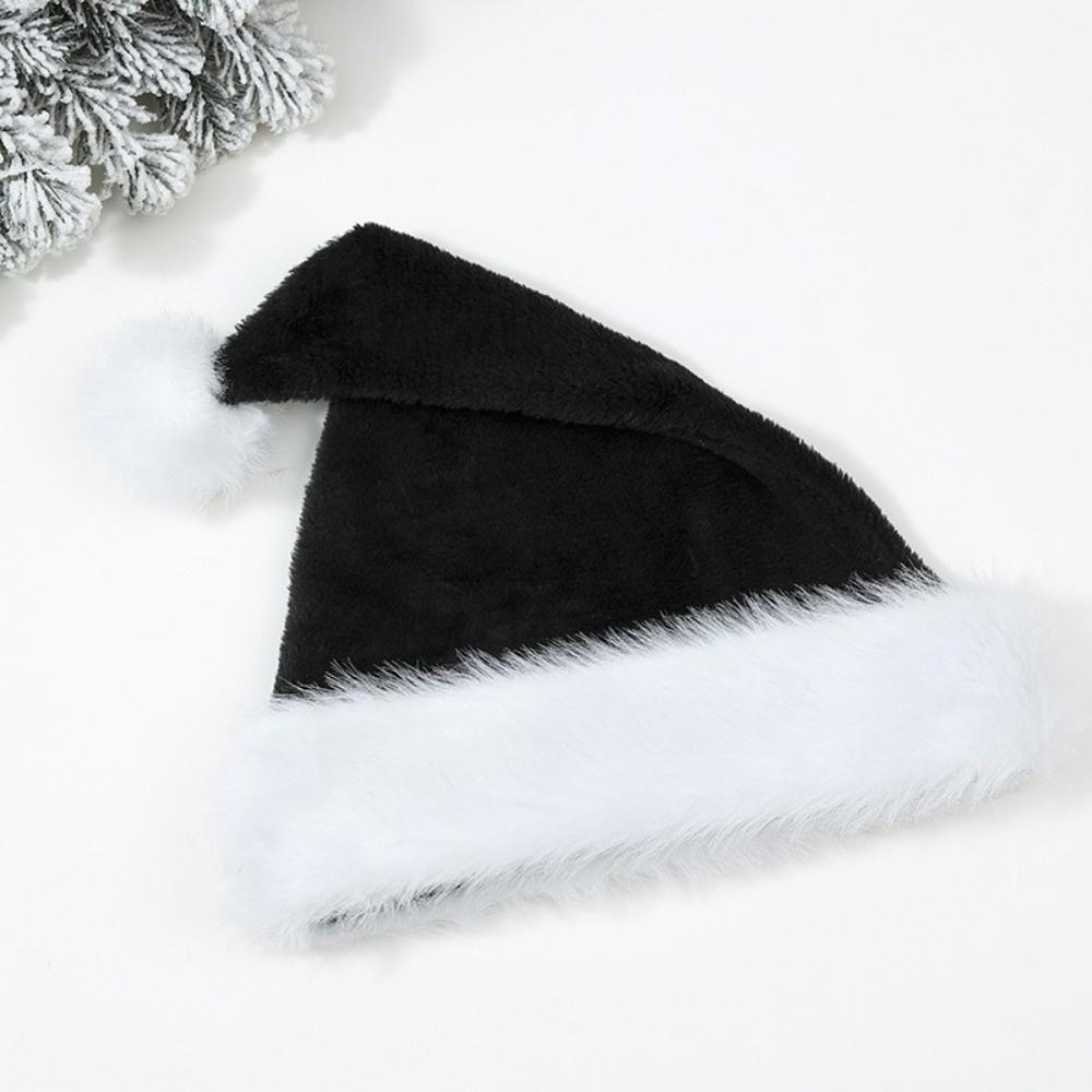 with Pompom Fur Xmas Cap Plush Santa Claus Hat Fashion Plush Christmas Hat Unisex