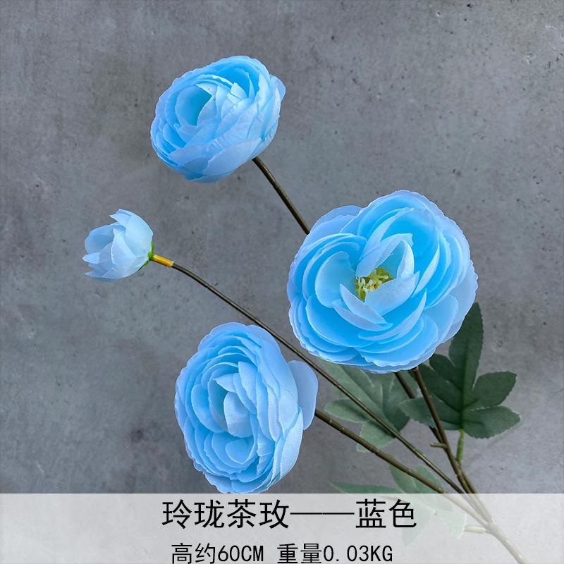 6pcs Arttifiical Ranunculus Flower Branch 4 Heads Tea Rose for Wedding Party Home Table Floral Decoration