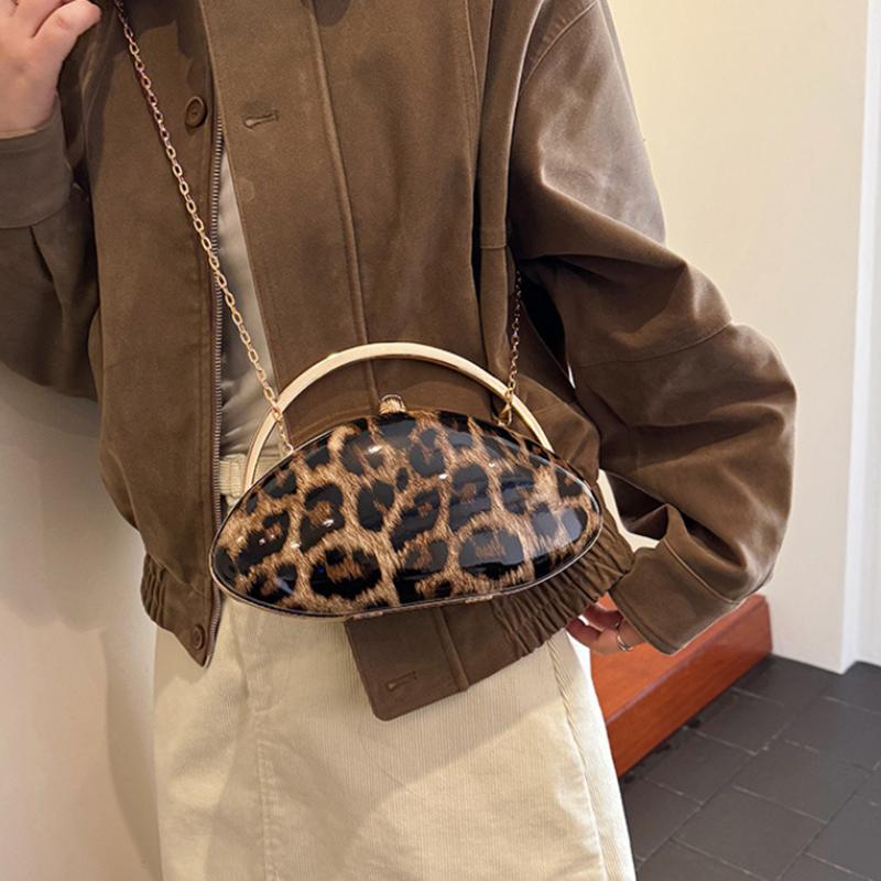 2026 Luxury Leopard Print Women's Evening Clutch Bag Fashion Party Top Handle Handbag Personalized Wedding Crossbody Bag