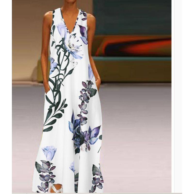 

Mori Girl Fashion Style Sleeveless A- line Printed Dress White S