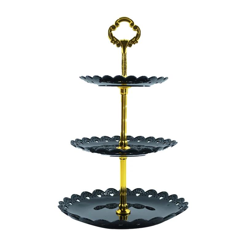 European Three-layer Cake Stand Wedding Party Dessert Table Candy Fruit Plate Cake Self-help Display Home Table Decoration Trays
