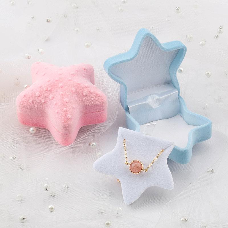 1 Piece Lovely starfish Velvet Jewelry Box Wedding Engagement Ring Box Display Gift Box Holder for Earrings Necklace Bracelet