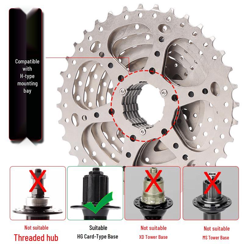 Mountain Bike 9/27 Speed Cassette Freewheel Sprocket (11-34T/40T/46T/50T)