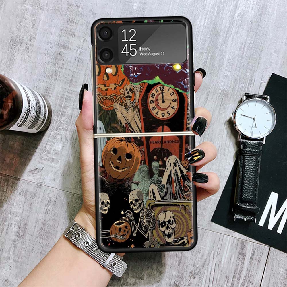 Oktober Herbst Halloween Gruselige Kürbis Hüllen Für Samsung Galaxy Z Flip 4 5 6 7 3 Z Flip7 Flip6 Flip4 Flip5 Flip3 5G Hart Stoßfest