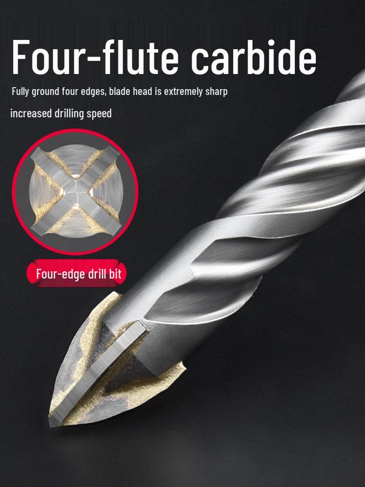 Triangle Tile Ceramic & Concrete Alloy Twist Drill Bit with Cross Round Shank