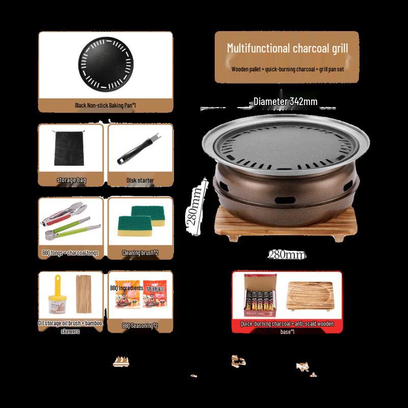 OEING Portable Indoor Outdoor BBQ Grill & Tea Stove Set