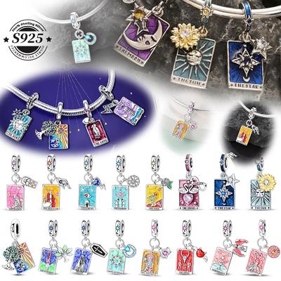 Wykwintny wisiorek z kolekcji Tarot ze srebra 925 Koraliki klepsydry do samodzielnego montażu Dopasowany do oryginalnej bransoletki Pandach Biżuteria damska Prezenty urodzinowe