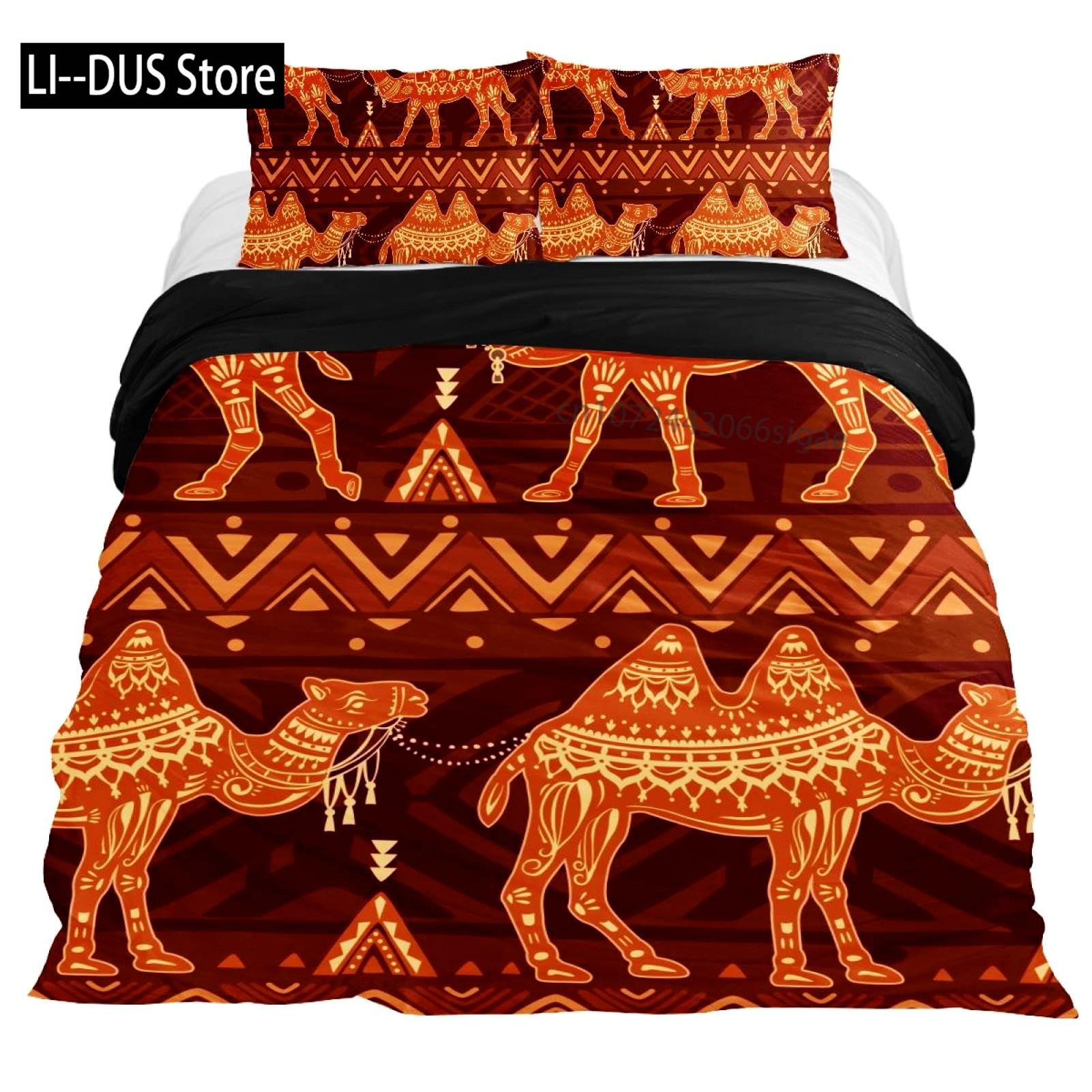 

Ancient Egypt Comforter Cover Set Duvet Cover Bedding Set Boho Tribal Quilt Cover 2 Pillowcases Full Queen King Size 3 Pieces EU Single(135*200cm)3pcs