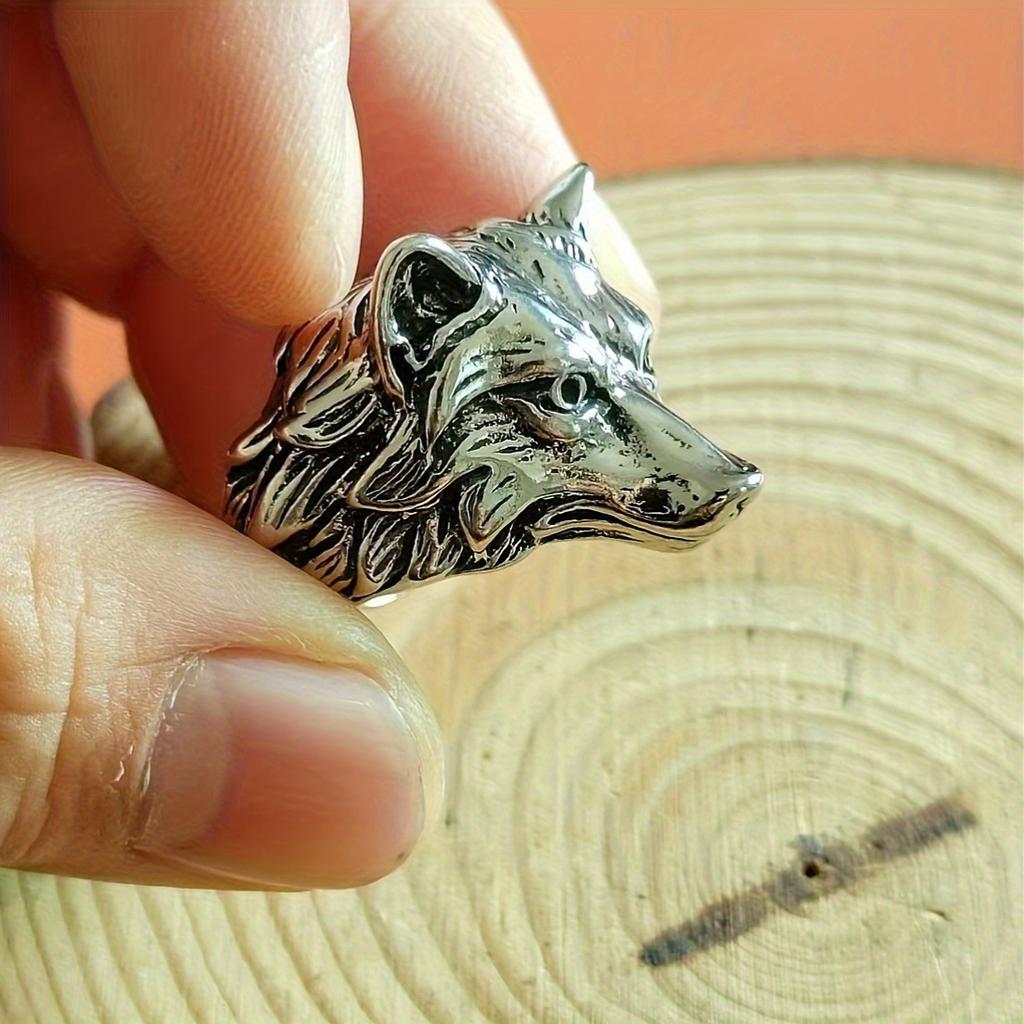 Ruhiger Wolfskopf Finger Herren Titan Sexy Stahlring, Modischer und Vintage Stil