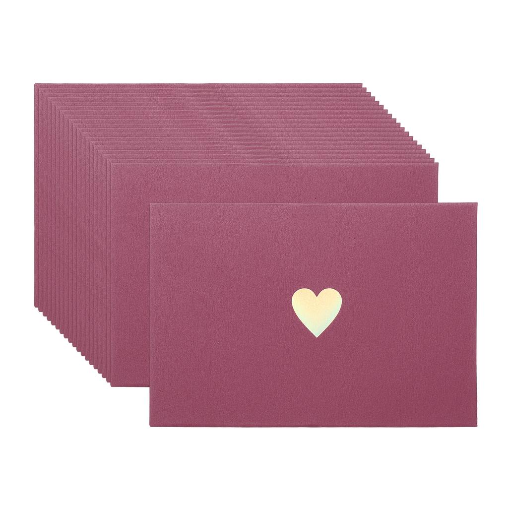 20Pcs/Set Mini Card Envelopes Pearlescent Paper Envelopes Business Greeting Cards Holder with Heart Pattern for Birthday Wedding