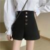 2024 Black High-Waist Slimming A-Line Denim Shorts for Petite Women