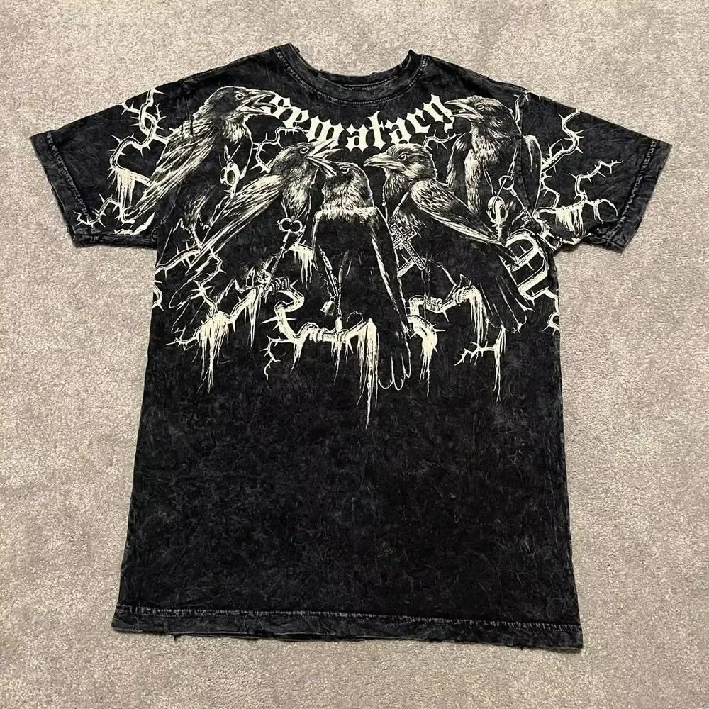Summer Fashionable Trend Skull Graphic Men's Vintage Streetwear Round Neck T-shirt Outdoor Casual Plus Size Tees Top Women Clothing