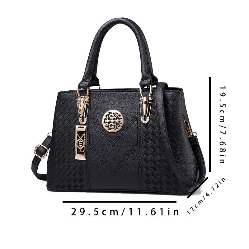 Exquisite Embroidered Roomy Ladies Tote Handbag, Practical Multiway Shoulder Crossbody Bag For Daily Work Shopping
