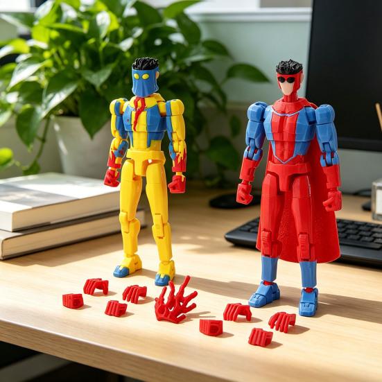 3D Printed Action Figure with Accessories Posable Cartoon Character Model Movable Joints Figure Decoration Collectible Gift for Animation Lovers