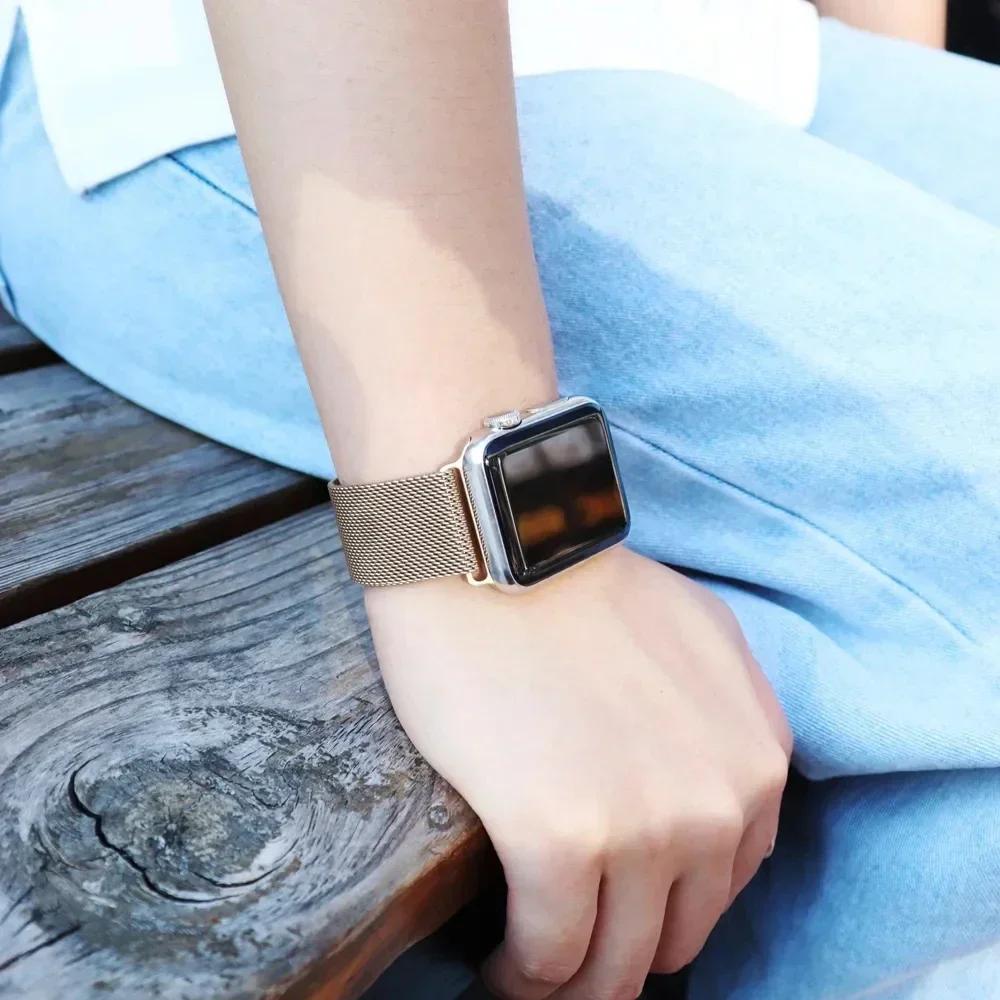 Milanese Strap For Apple Watch 10 9 8 7 41 45mm Ultra2 49mm Men's Women's Metal Breathable Band For iWatch SE 44 40 42 46mm Belt