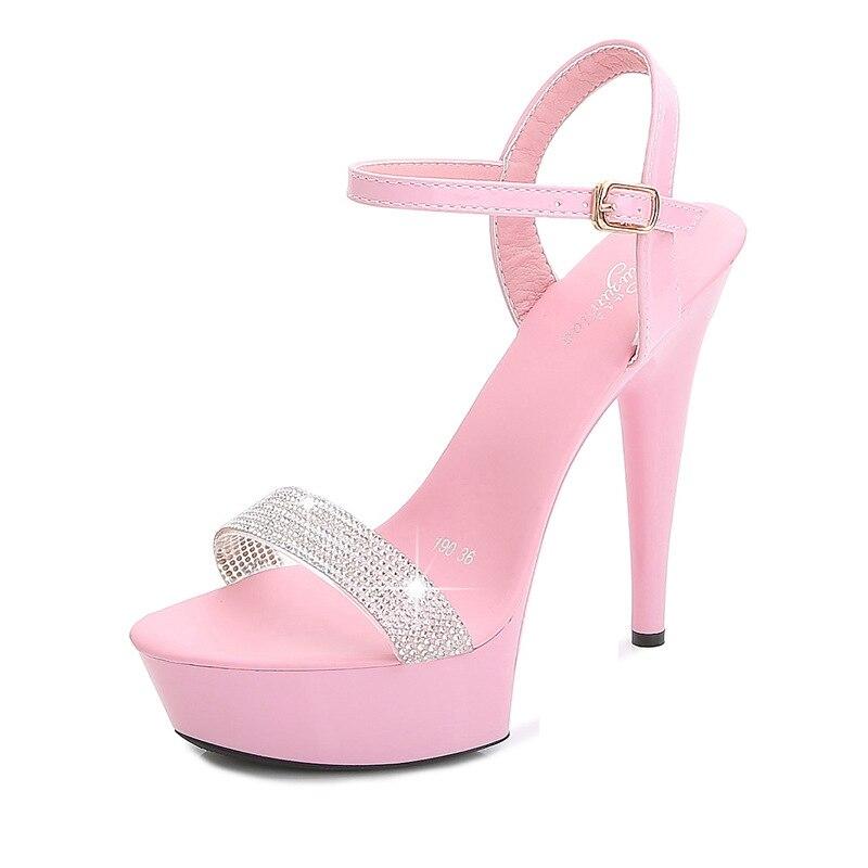 Sandalias con cinturón de una palabra para mujer, nueva moda de verano, Red roja, tacones altos sexis, tacones de aguja, tacón de 13cm, plataforma de 3cm LFD