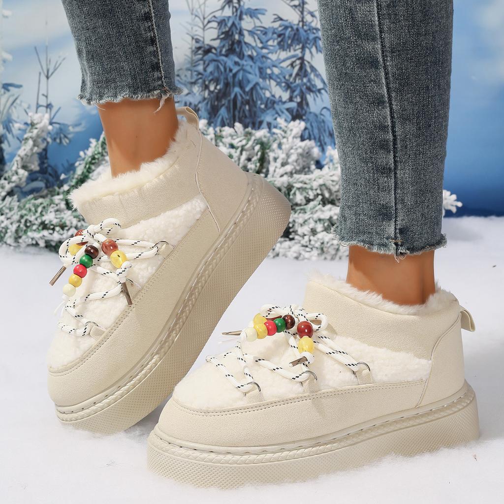 2025 Fall/Winter New Plus Size Lace-up Thick-soled Snow Boots Warm and Thickened Fashion Snow Boots