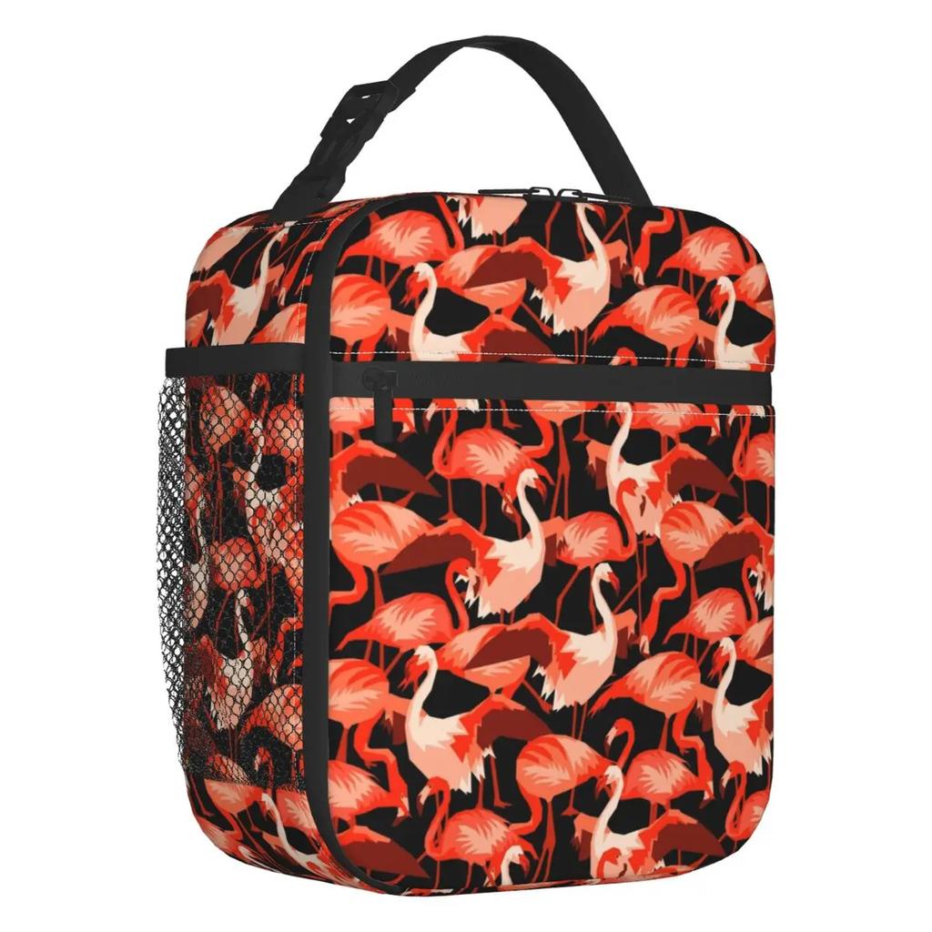Pink Flamingo Summer Vibes Flamingos Pattern Portable Lunch Boxes Cooler Thermal Food Insulated Lunch Bag Kids School Children