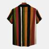 Men Shirt Contrast Color Vintage Striped Short Sleeves Single-breasted Daily Wear Cotton Pocket Men Summer Top Men Clothes