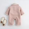 Baby Girls Winter Warm Thickened Cotton-Lined Long Sleeve Romper With Snap Soft Princess Style 1-3 Years