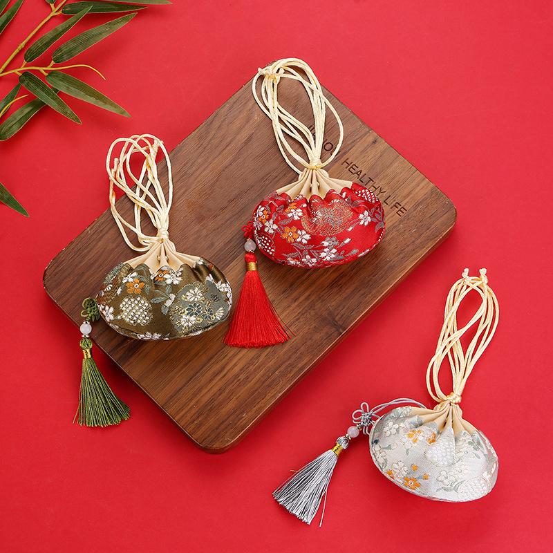 Chinese Style Purse Pouch Drawstring Women Tassel Storage Bag Multi-Color Embroidery Cloth Jewelry Pouch For Wedding Guests