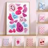 Modern Fashionable Wall Art Pink Blue Lovely Style Canvas Painting Cute Smile Balloon Puppy Cherry Gummy Bears Print Home Decor