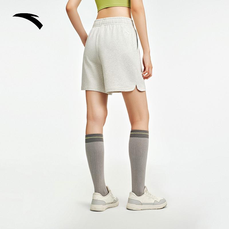 Anta Life Series Letter Mid-Waist Drawstring Breathable Versatile Loose Casual Shorts Women Shorts Gray Gray-Floral 162538309-3
