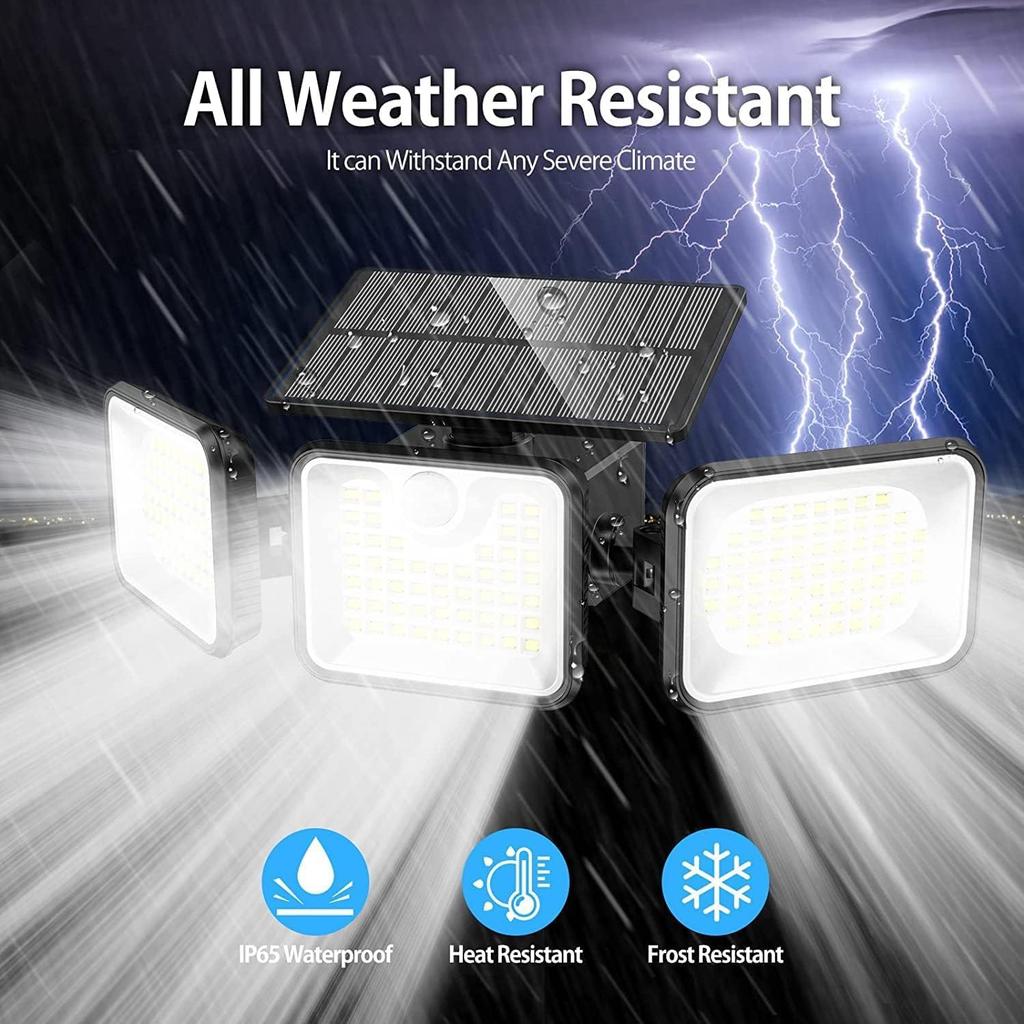 2 Pack 180 LED Solar Flood Lights Outdoor,Motion Sensor Outdoor Lights,IP65 Waterproof,3 Adjustable Heads Outdoor Solar Lights,Solar Lights for