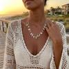 Boho Buntes Muschel Halskette Für Frauen Gold Farbe Seestern Muschel Jakobsmuschel Perlen Anhänger Choker Sommer Strand Urlaub Resort Schmuck
