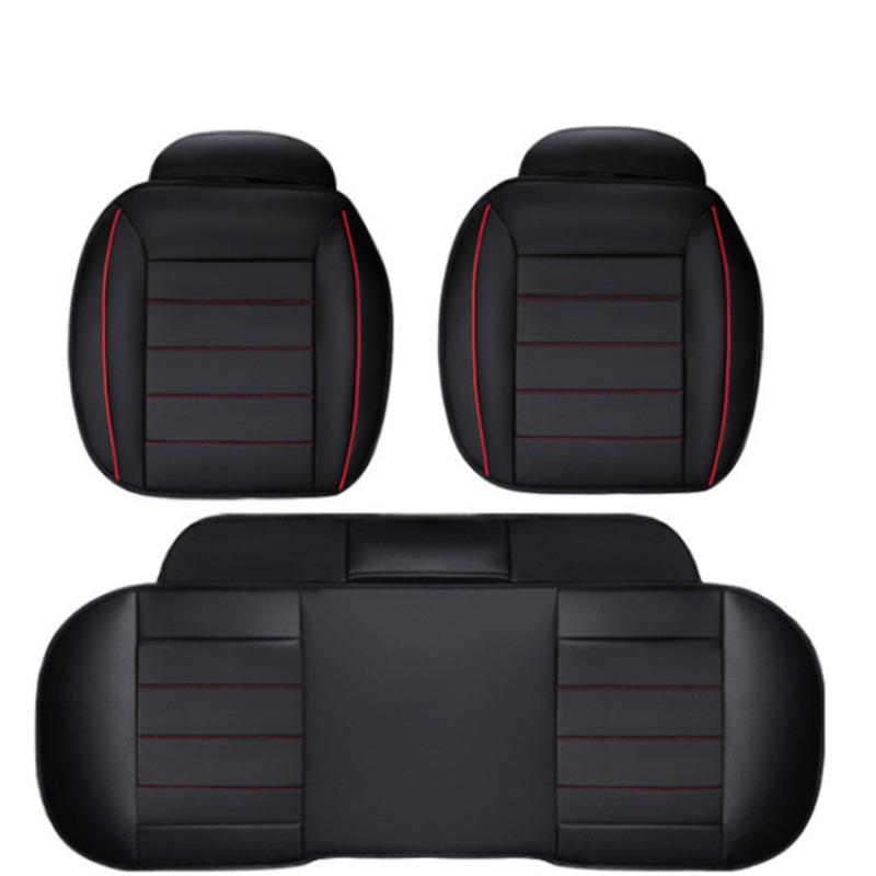 Universal Color Block Car Seat Cushion Set - Full Coverage, Non-Slip, No Backrest, Fashionable, Four Seasons, Three Pieces.